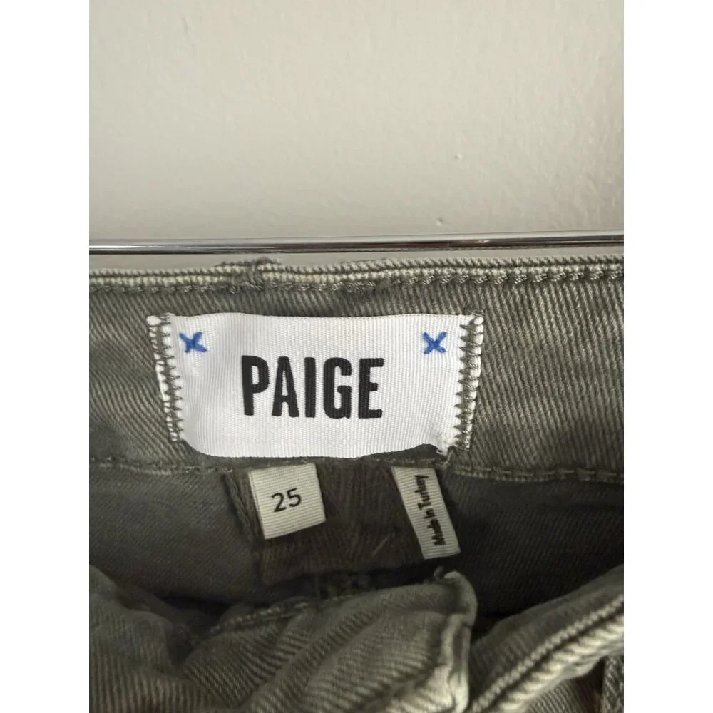 Paige Alexis Cargo Barrel Leg In Vintage Ivy Green Jeans Cotton Blend Denim 25 - Picture 7 of 12